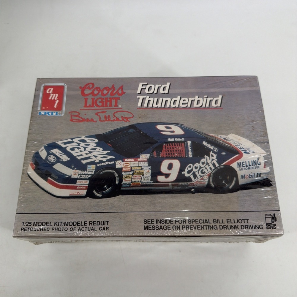 1991 AMT/ERTL Bill Elliott #9 Coors Light Ford Thunderbird Model Kit NOS VTG